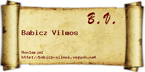 Babicz Vilmos névjegykártya